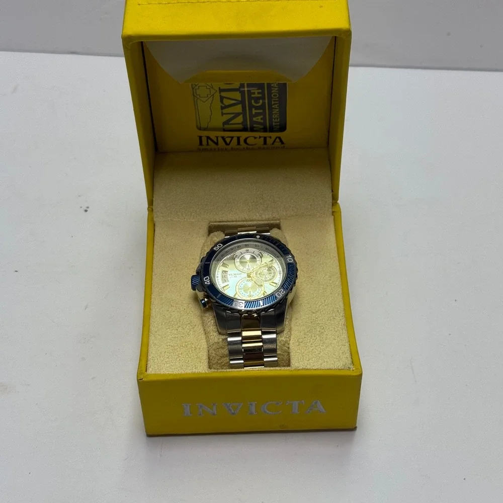 Invicta Pro Diver Quartz 45mm Chronograph Watch Silver Gold Chronograph 23994